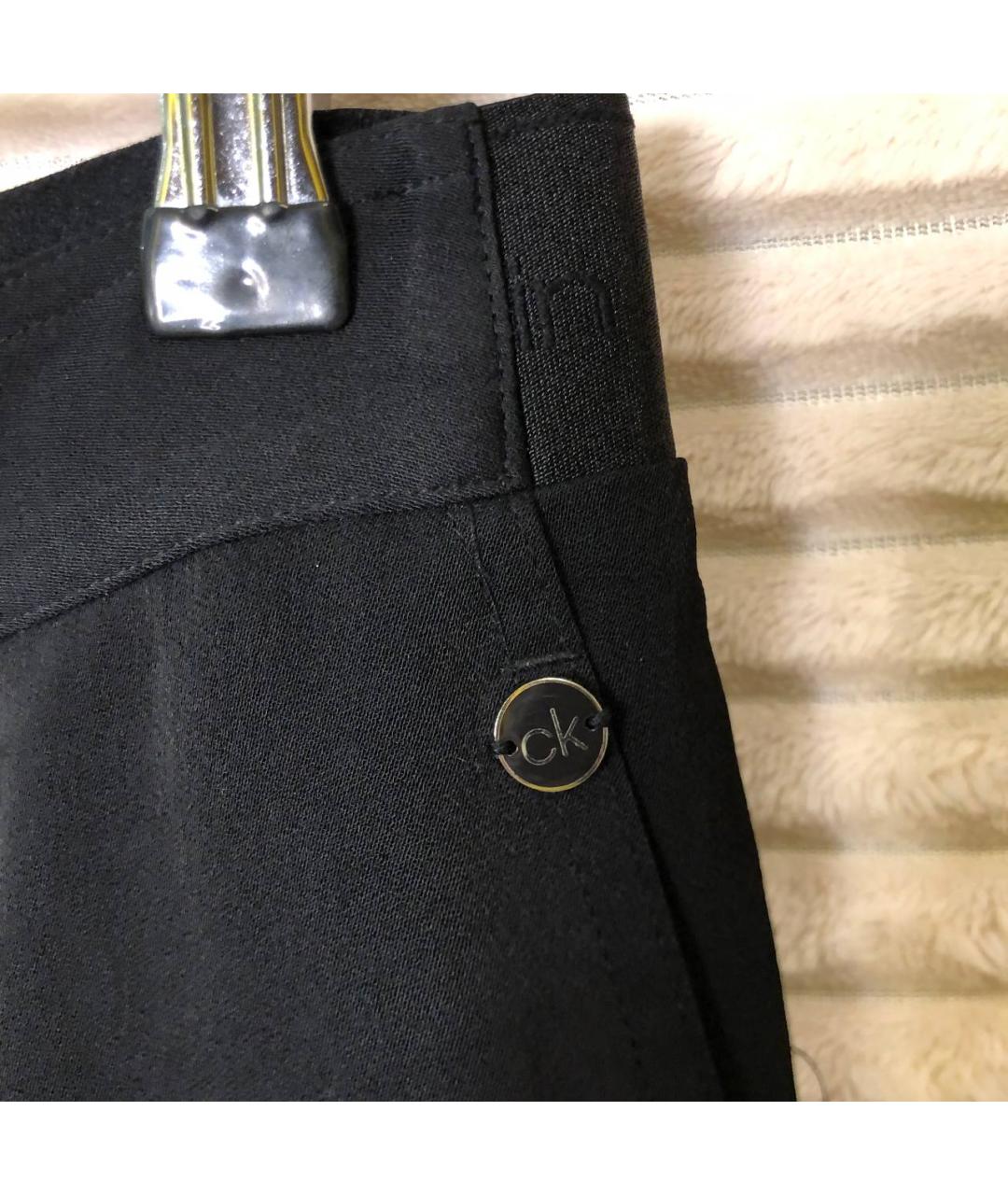CALVIN KLEIN Черные вискозные прямые брюки, фото 8