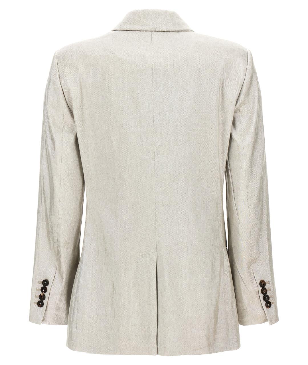 BRUNELLO CUCINELLI Серебрянный льняной жакет/пиджак, фото 2