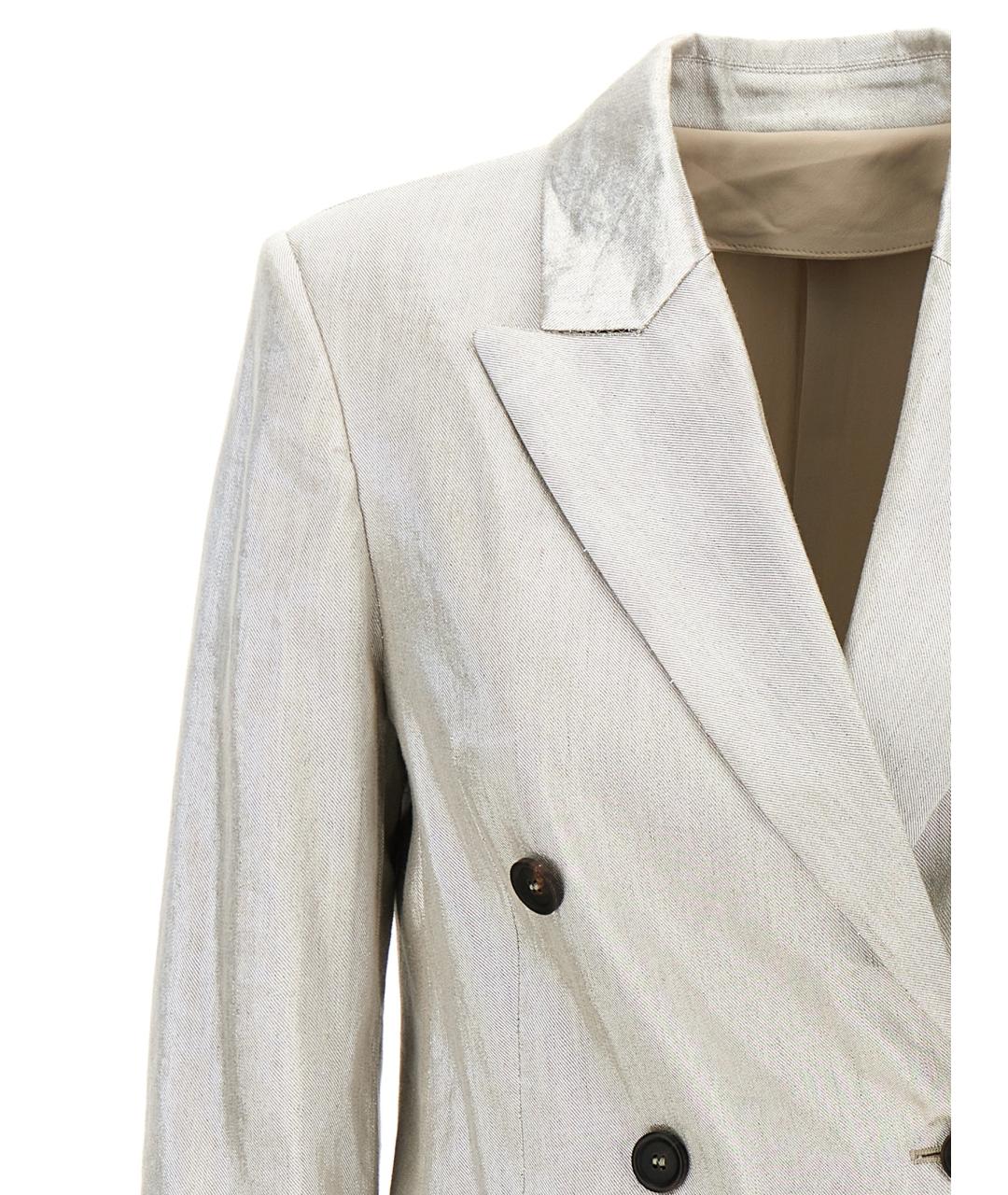 BRUNELLO CUCINELLI Серебрянный льняной жакет/пиджак, фото 3