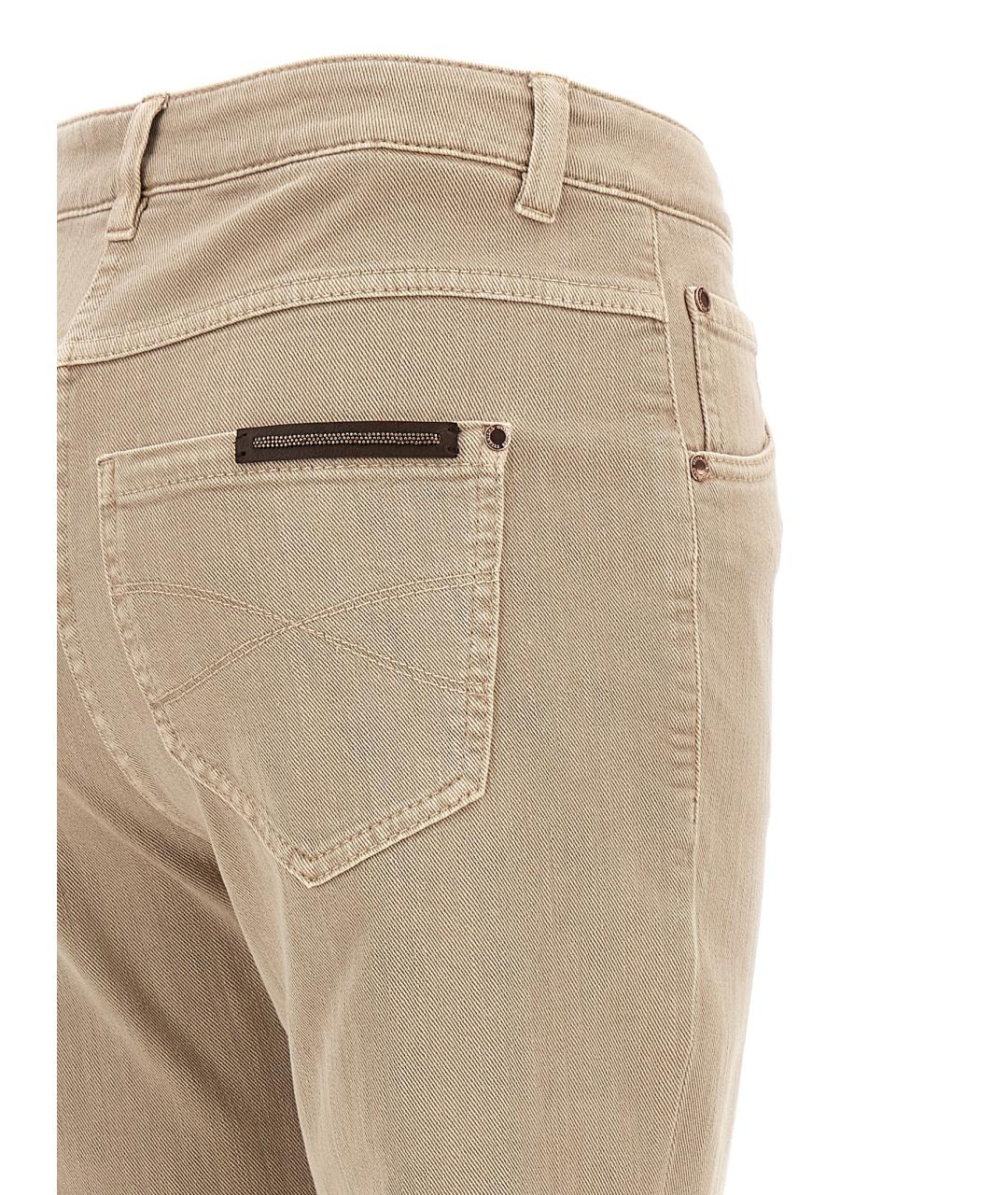 BRUNELLO CUCINELLI Бежевые хлопковые прямые джинсы, фото 4