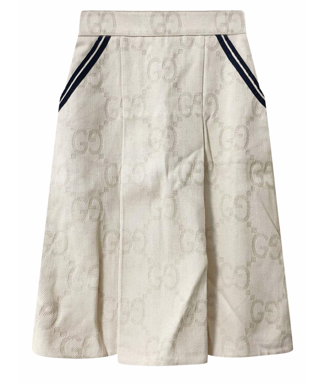 GUCCI Бежевая хлопковая юбка миди, фото 1