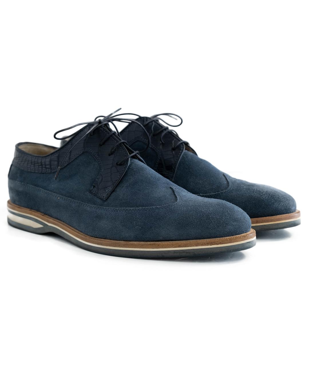 CASTELLO D'ORO Синие замшевые низкие ботинки, фото 2