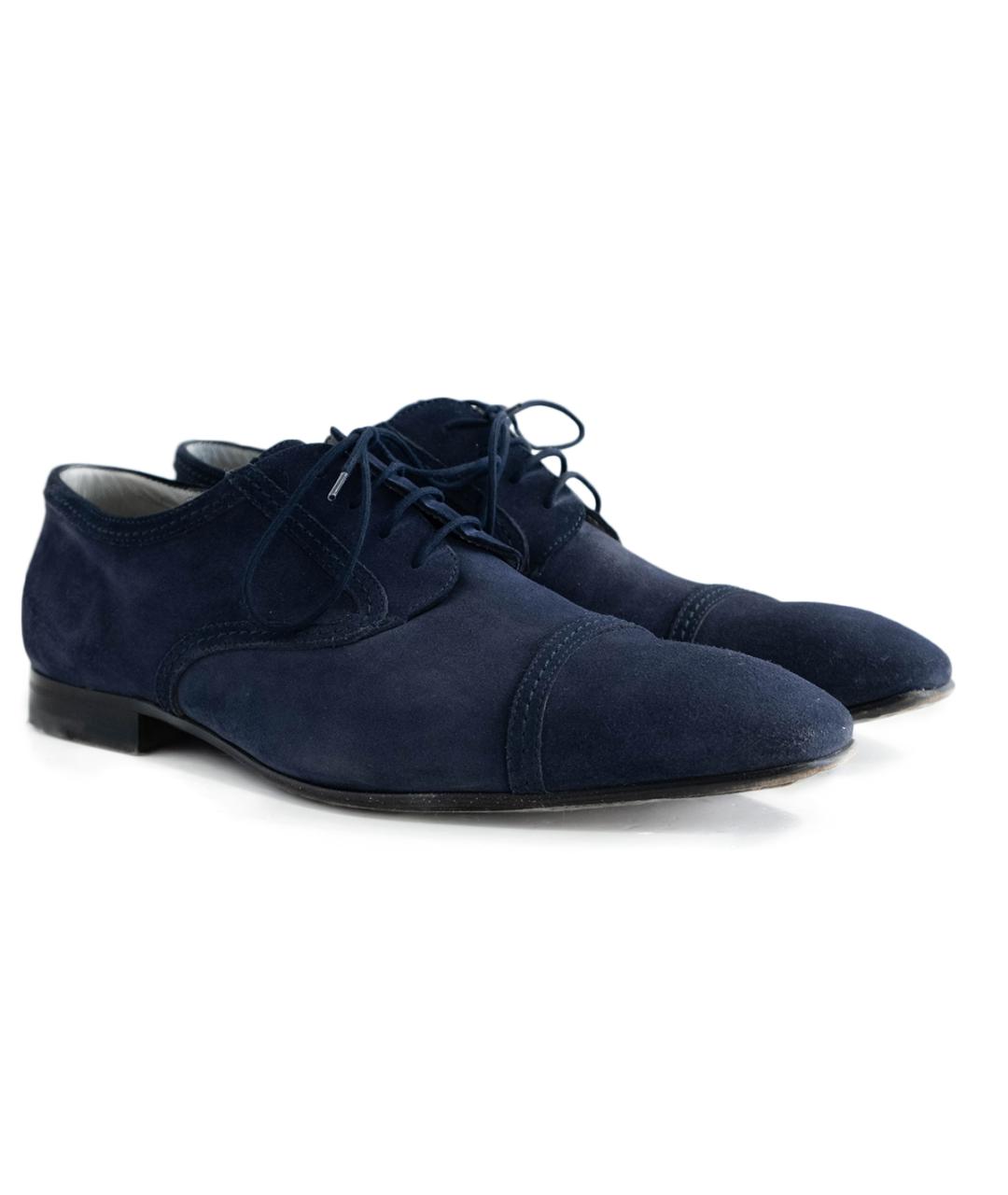 CESARE PACIOTTI Темно-синие замшевые низкие ботинки, фото 2