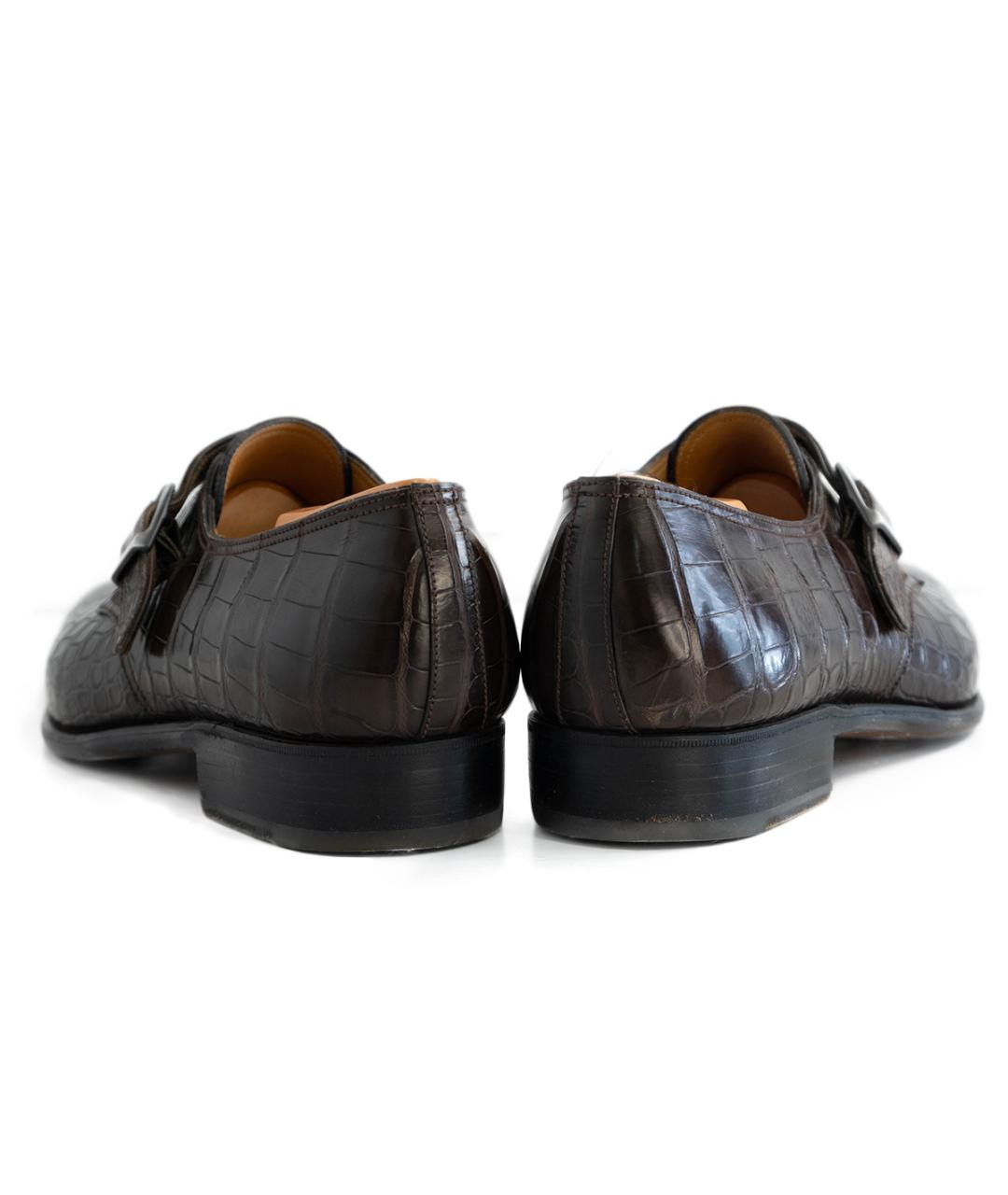 J.M. WESTON Коричневые низкие ботинки из экзотической кожи, фото 5