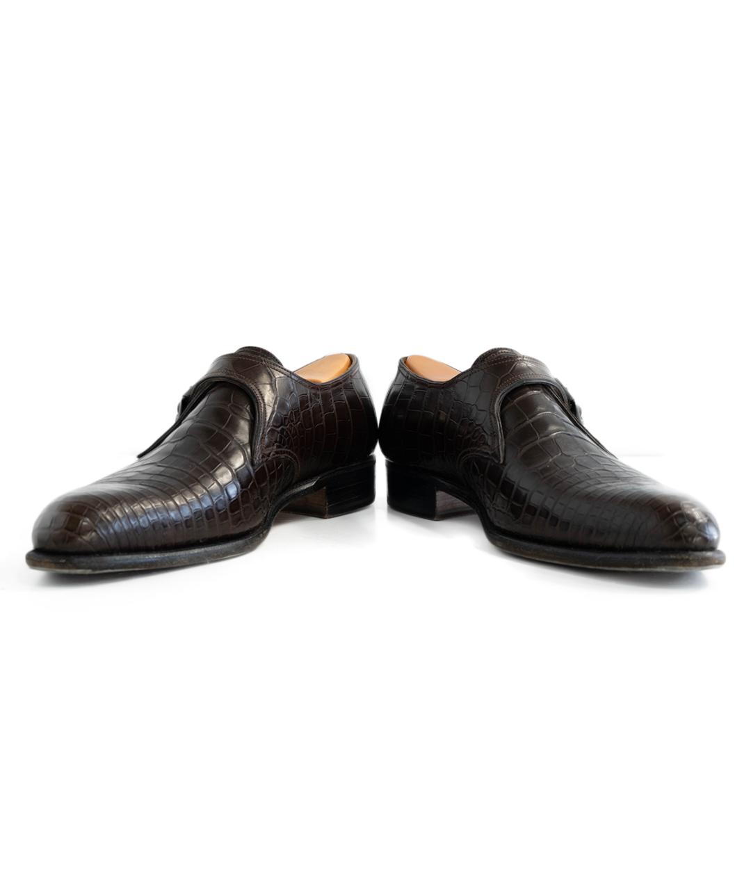 J.M. WESTON Коричневые низкие ботинки из экзотической кожи, фото 4