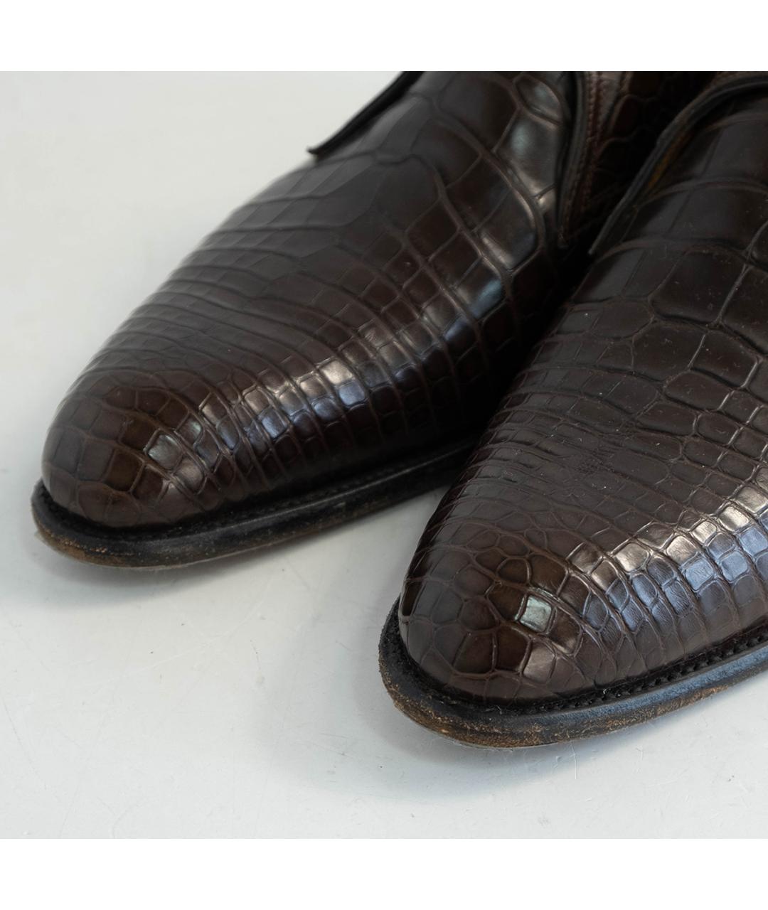 J.M. WESTON Коричневые низкие ботинки из экзотической кожи, фото 3