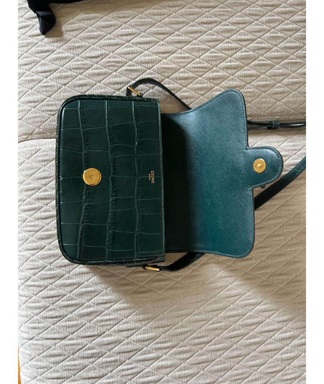 CELINE Зеленая кожаная сумка через плечо, фото 7