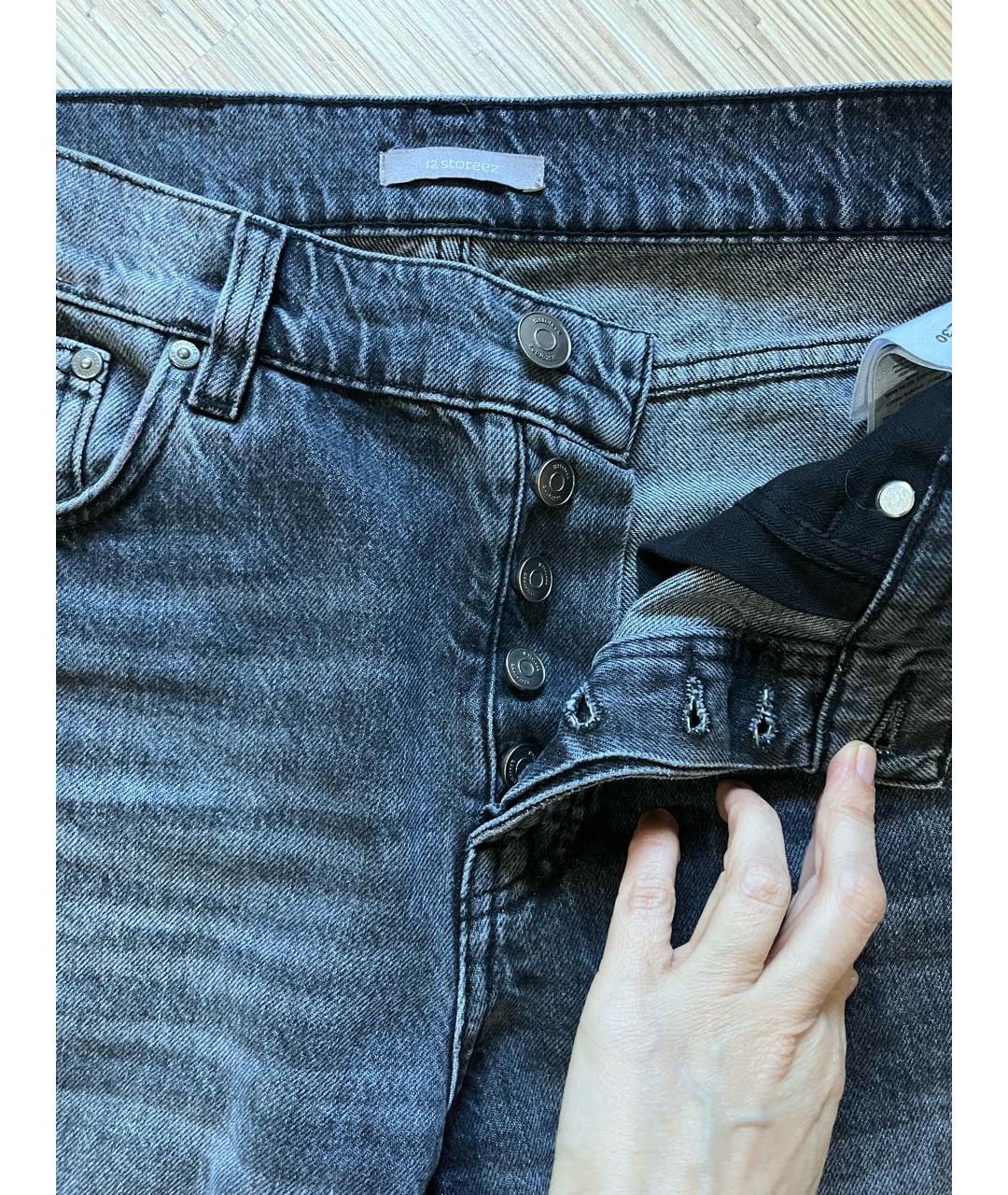 12 STOREEZ Антрацитовые хлопковые джинсы клеш, фото 3