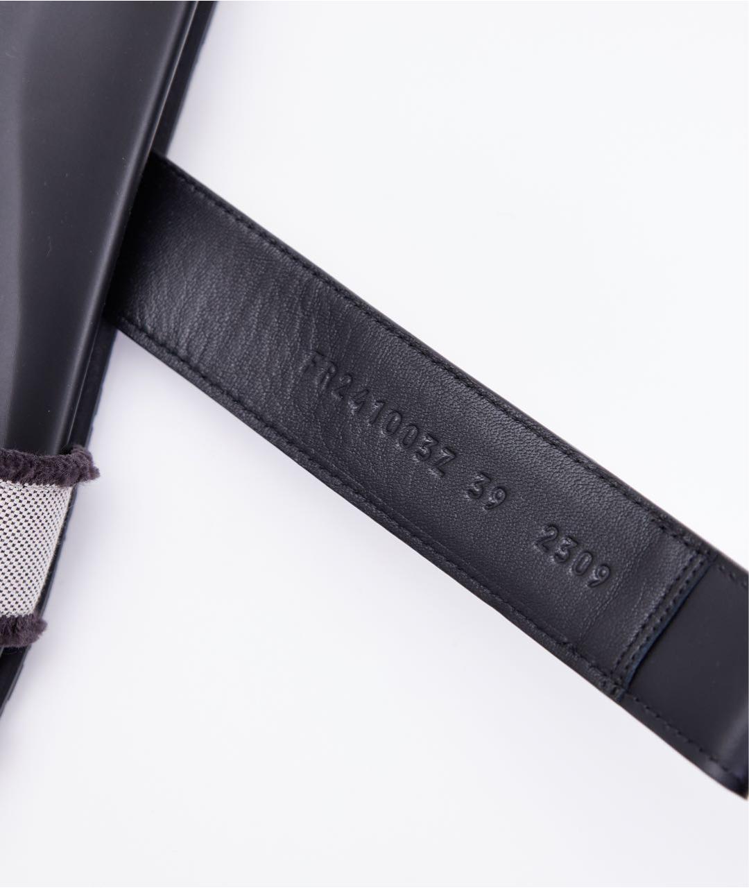 HERMES Коричневые текстильные шлепанцы, фото 7