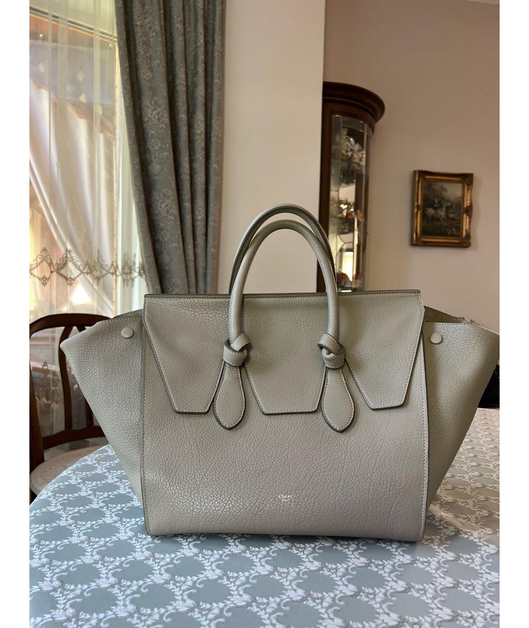 CELINE PRE-OWNED Бежевая кожаная сумка тоут, фото 8