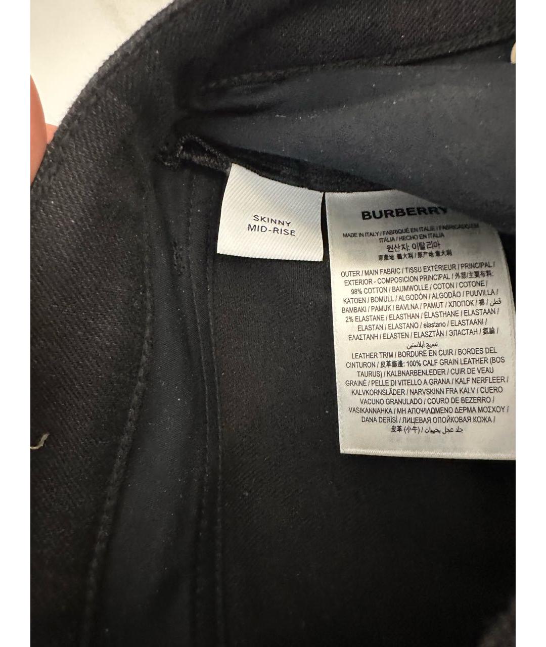 BURBERRY Черные хлопко-эластановые джинсы слим, фото 4