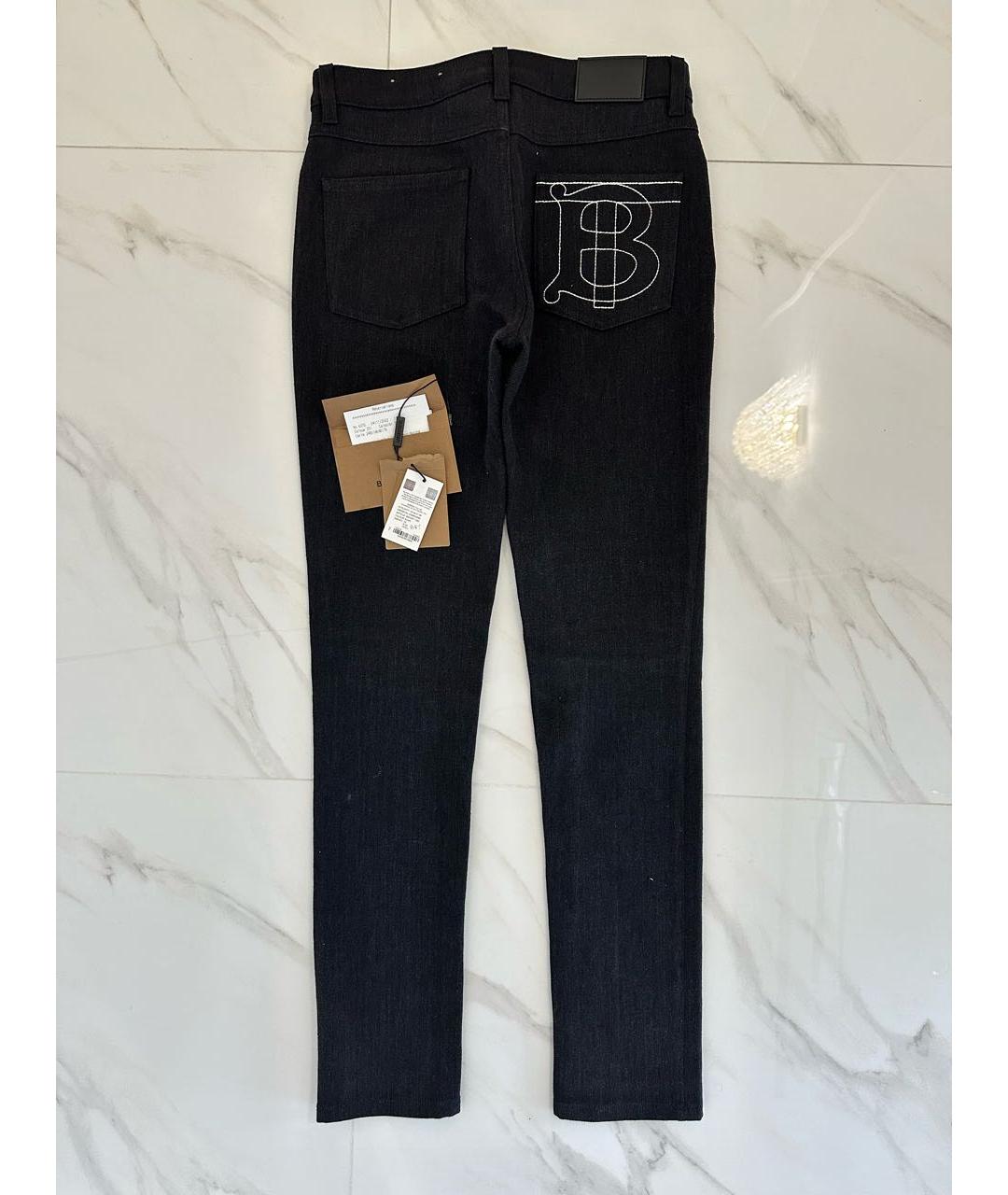 BURBERRY Черные хлопко-эластановые джинсы слим, фото 2