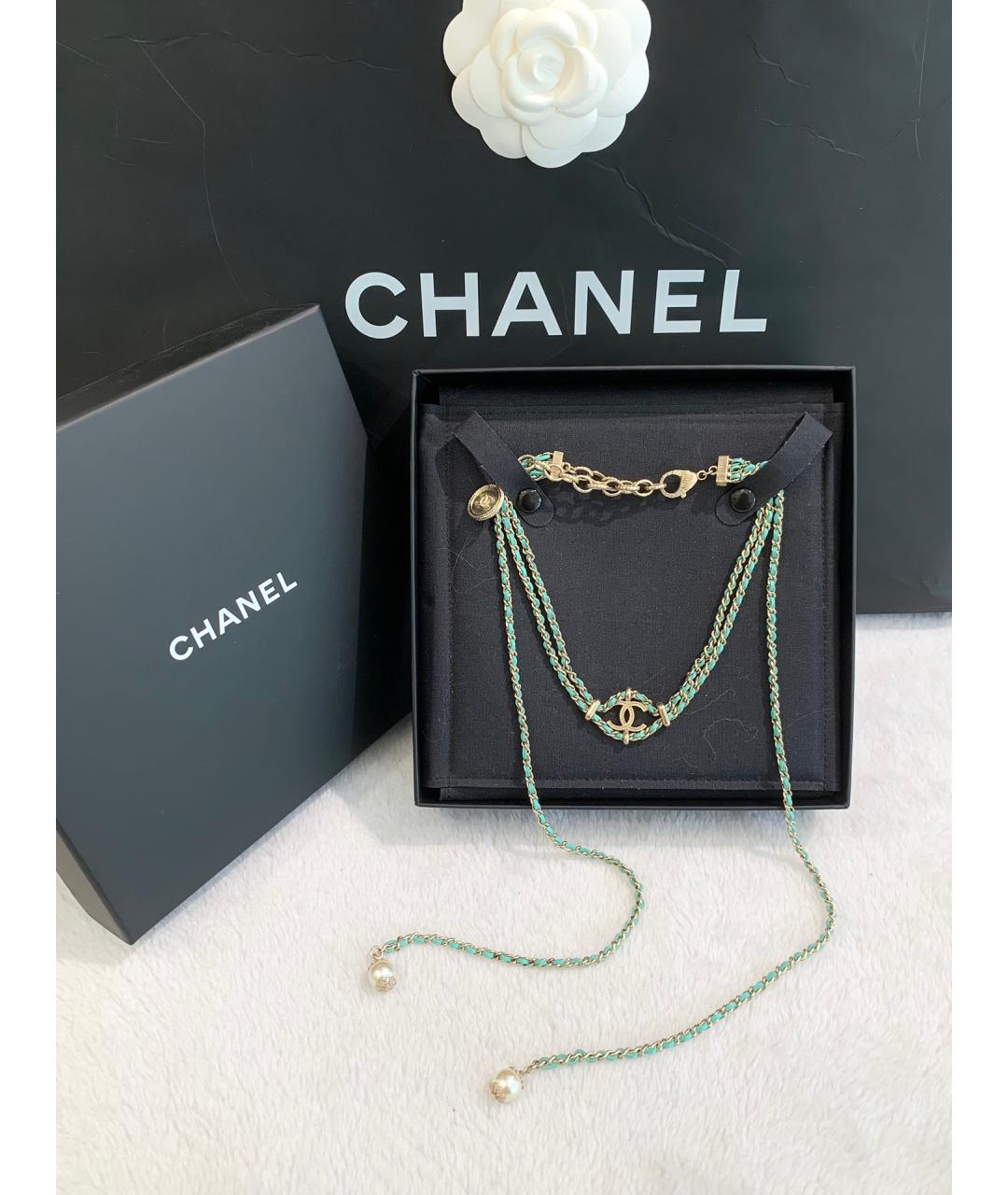 CHANEL PRE-OWNED Зеленый чокер, фото 3