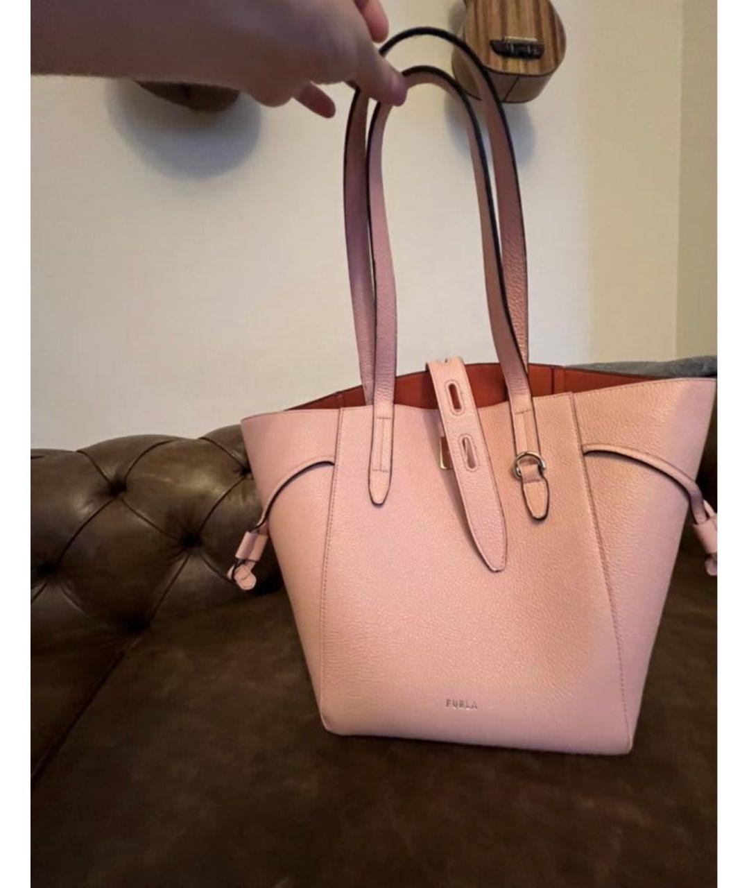 FURLA Розовая кожаная сумка тоут, фото 5