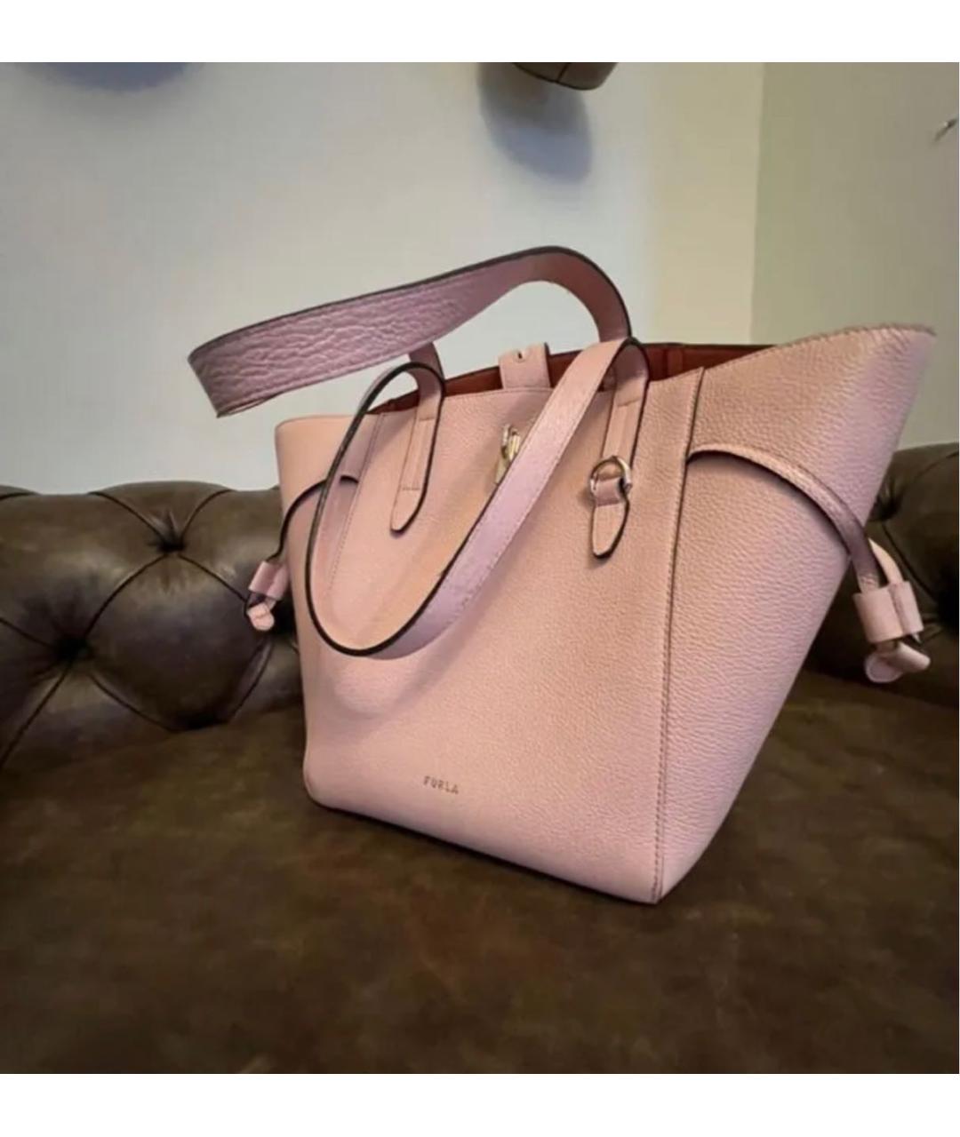 FURLA Розовая кожаная сумка тоут, фото 2