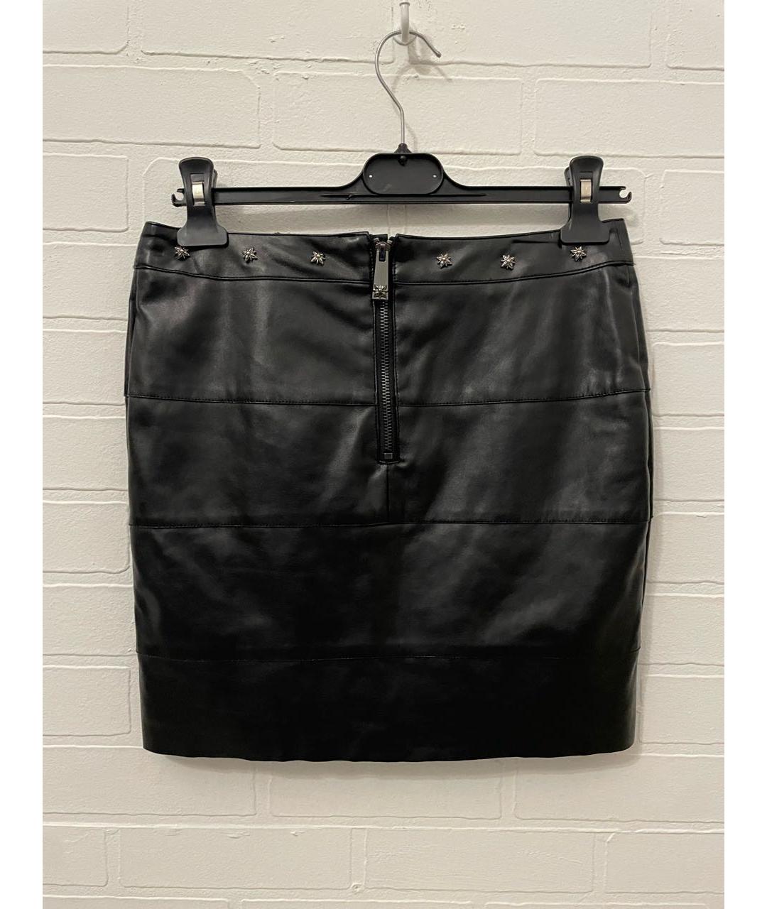 JOHN RICHMOND Черная полиуретановая юбка мини, фото 2