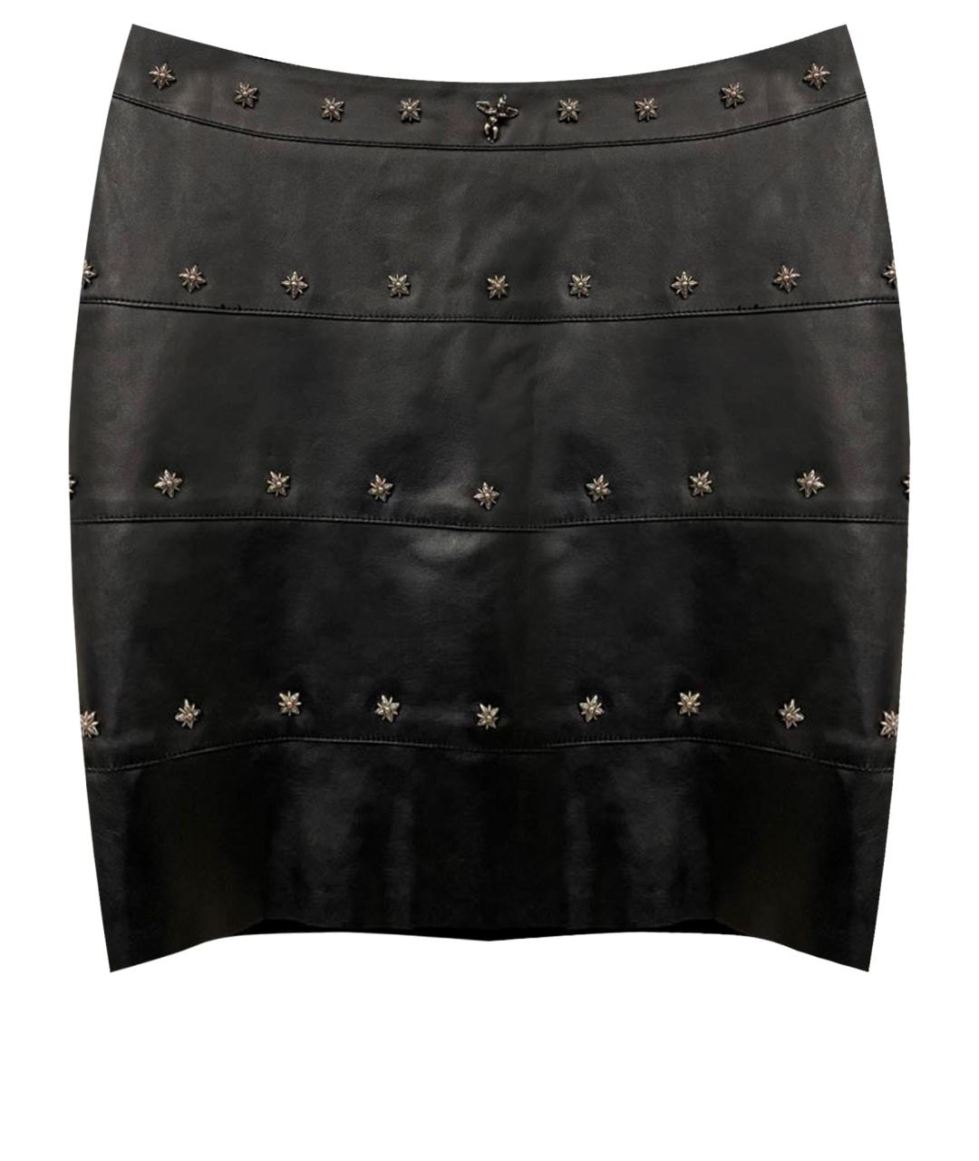 JOHN RICHMOND Черная полиуретановая юбка мини, фото 1