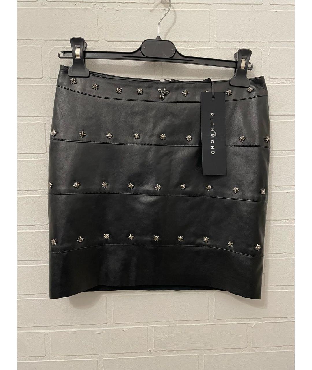 JOHN RICHMOND Черная полиуретановая юбка мини, фото 9