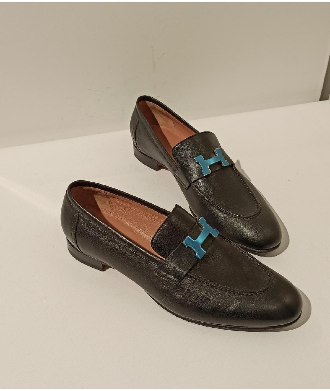 HERMES Черные кожаные лоферы, фото 7