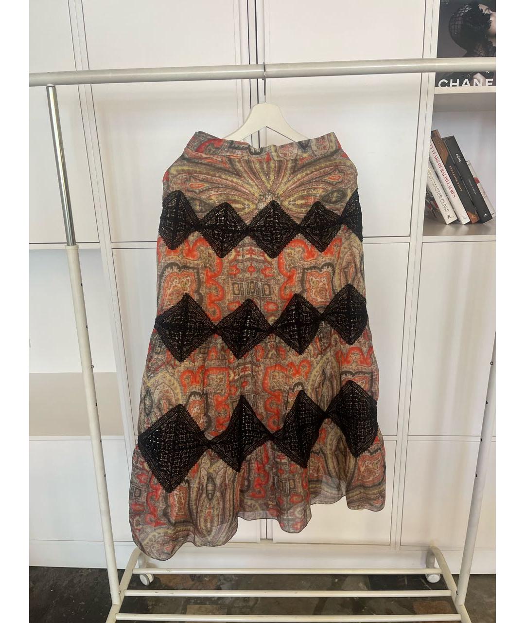 VILSHENKO Коралловая шелковая юбка макси, фото 6