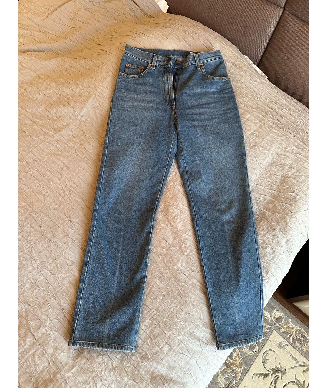 GUCCI Синие хлопковые прямые джинсы, фото 5