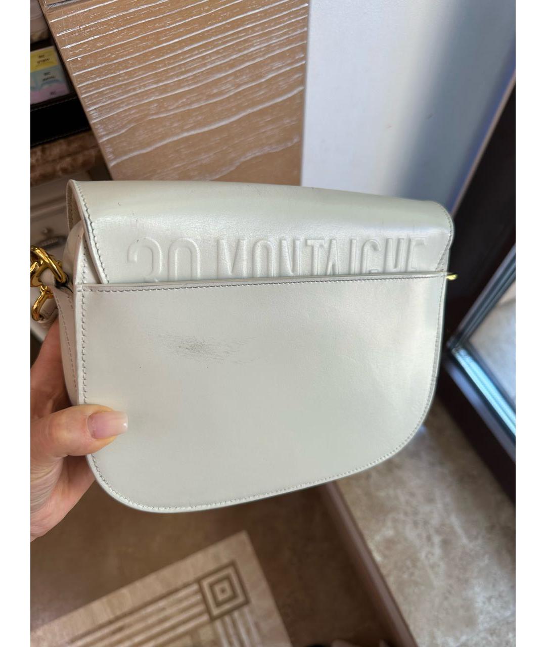 CHRISTIAN DIOR Белая кожаная сумка через плечо, фото 7