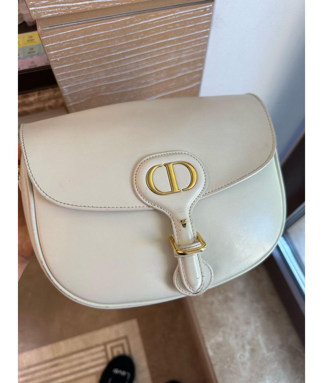 CHRISTIAN DIOR Белая кожаная сумка через плечо, фото 8
