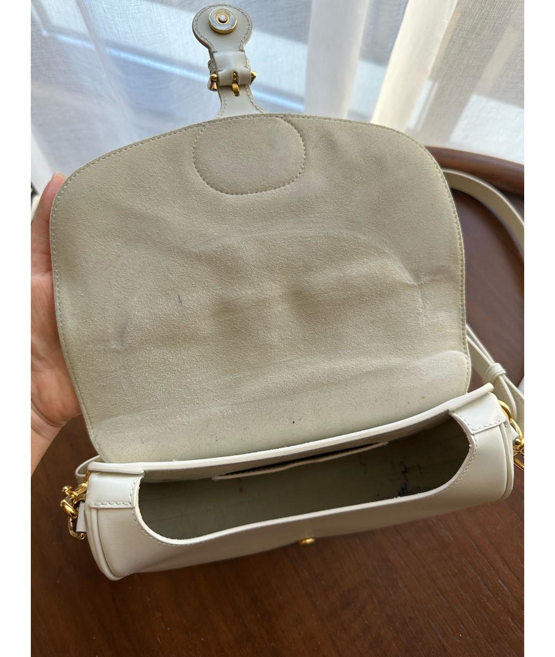 CHRISTIAN DIOR Белая кожаная сумка через плечо, фото 3