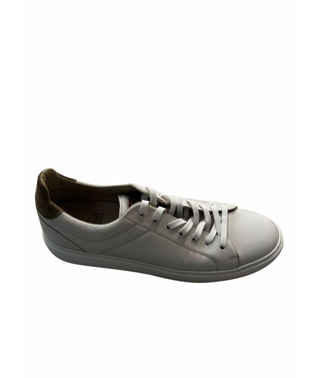 BRUNELLO CUCINELLI Белые кожаные низкие кроссовки / кеды, фото 1