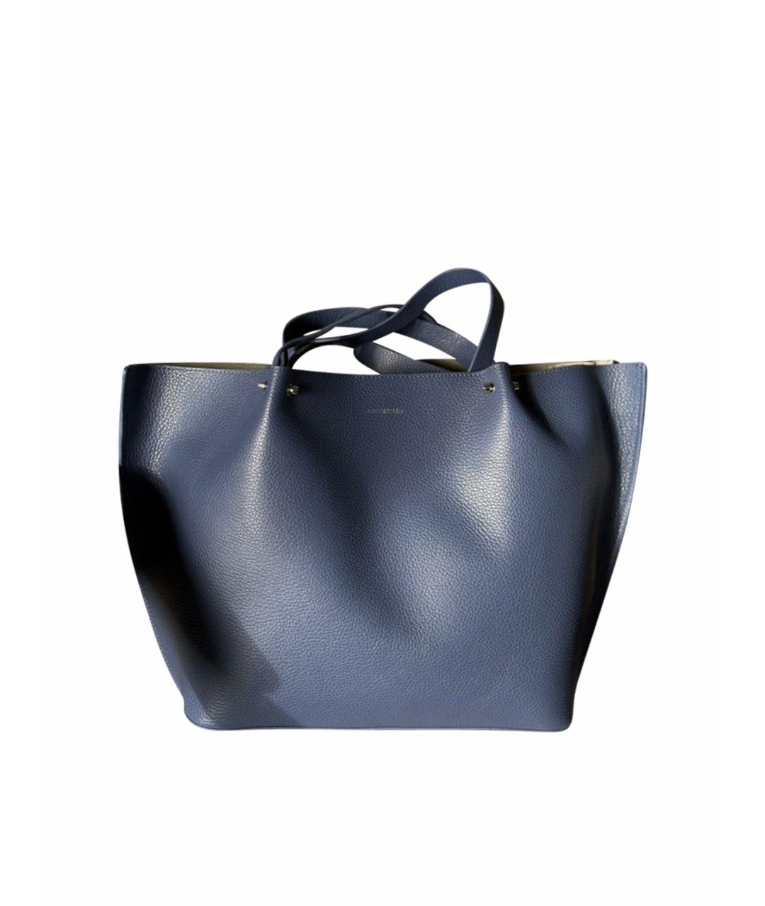 COCCINELLE Темно-синяя кожаная сумка тоут, фото 1
