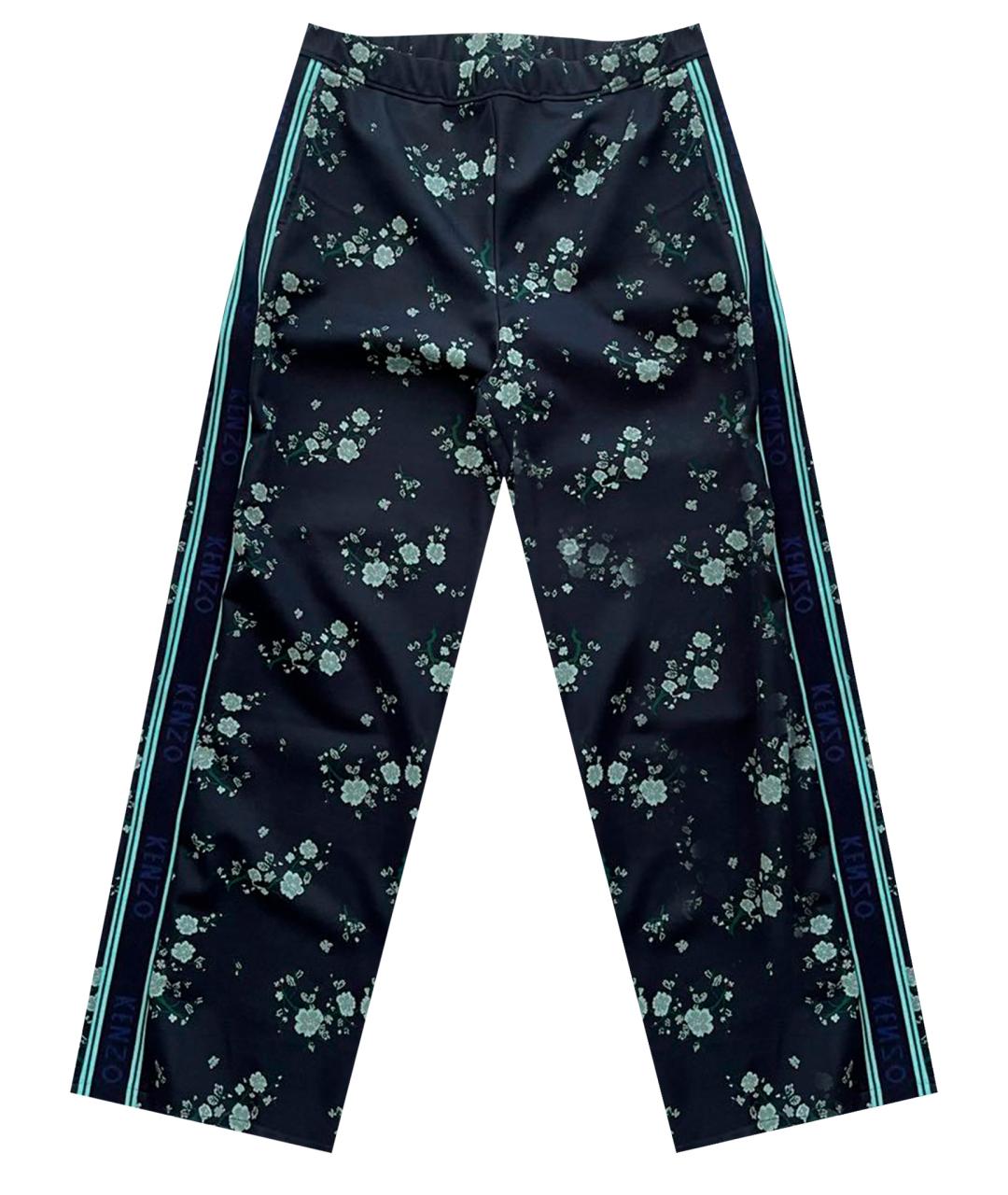 KENZO Темно-синие полиэстеровые брюки широкие, фото 1