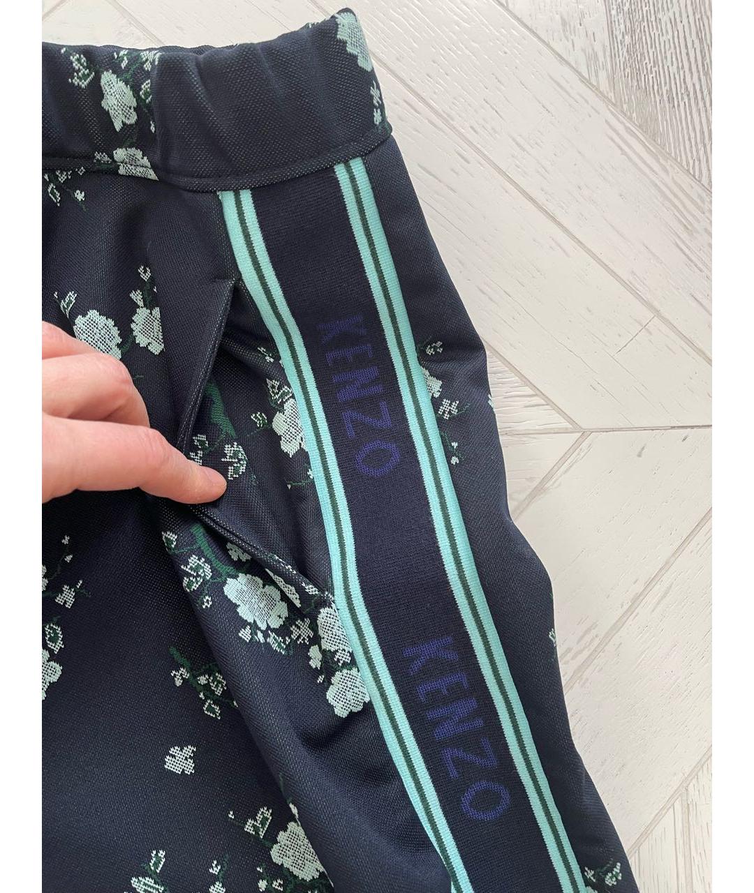 KENZO Темно-синие полиэстеровые брюки широкие, фото 4