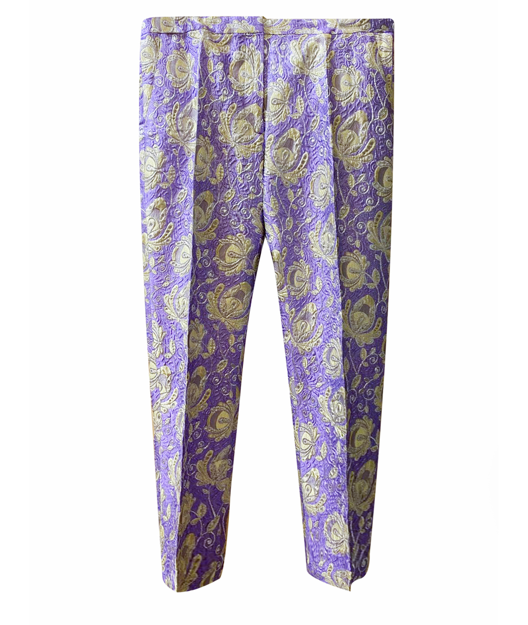 DRIES VAN NOTEN Фиолетовые шелковые прямые брюки, фото 1