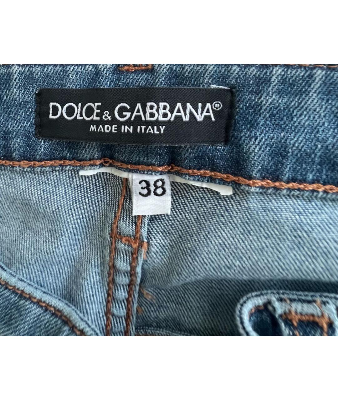 DOLCE&GABBANA Голубые хлопковые джинсы слим, фото 6