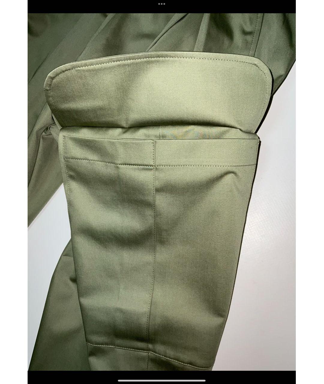 KITON Зеленые хлопко-эластановые брюки широкие, фото 3