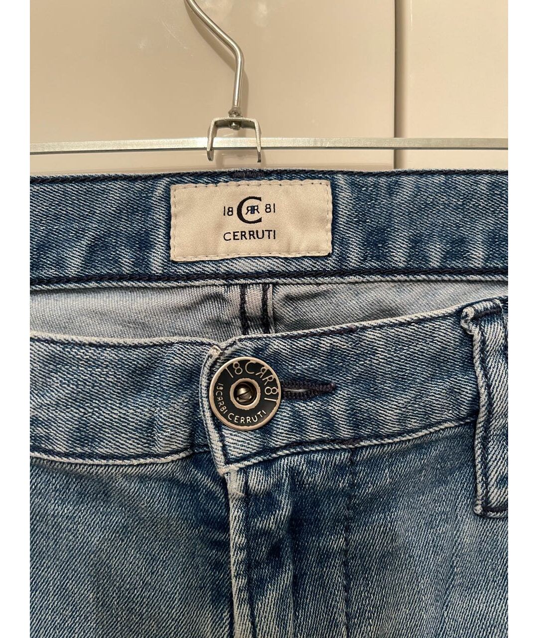 CERRUTI 1881 Голубые хлопковые прямые джинсы, фото 3