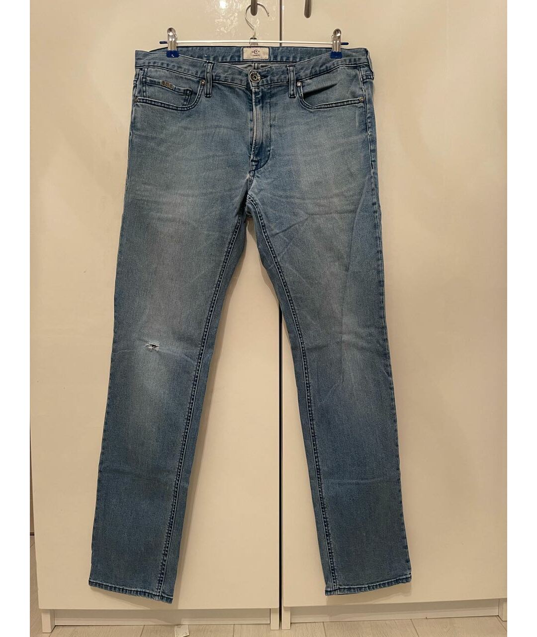 CERRUTI 1881 Голубые хлопковые прямые джинсы, фото 7