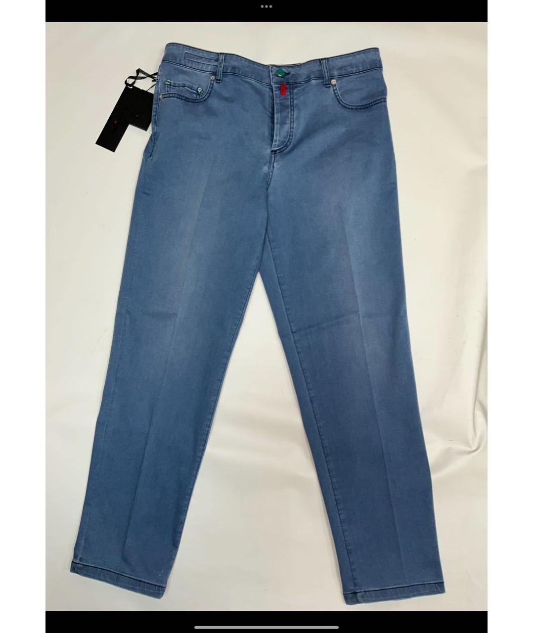 KITON Голубые хлопко-эластановые джинсы скинни, фото 9