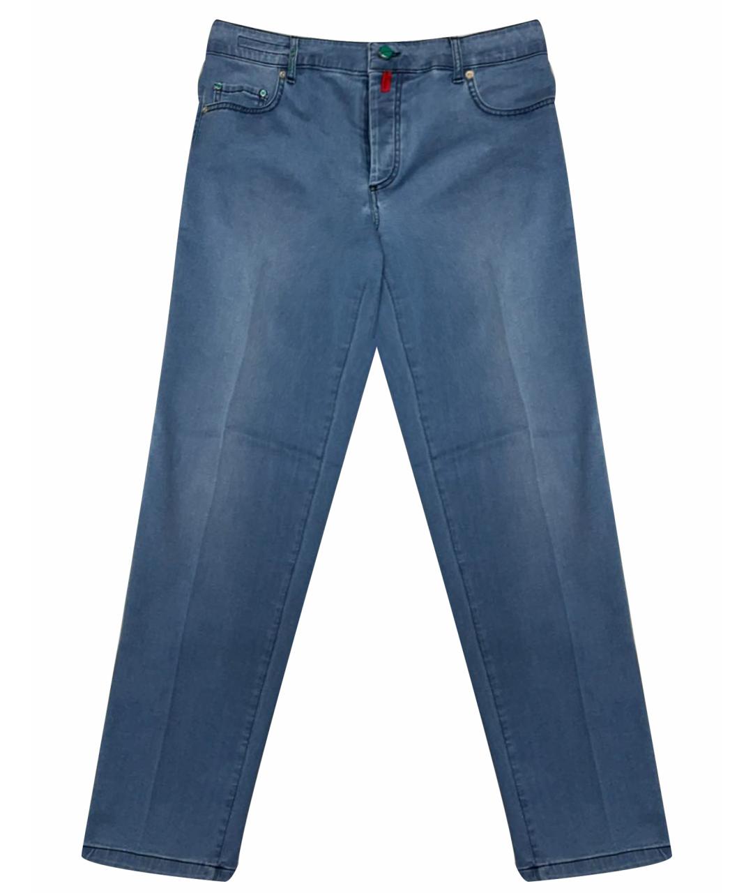 KITON Голубые хлопко-эластановые джинсы скинни, фото 1