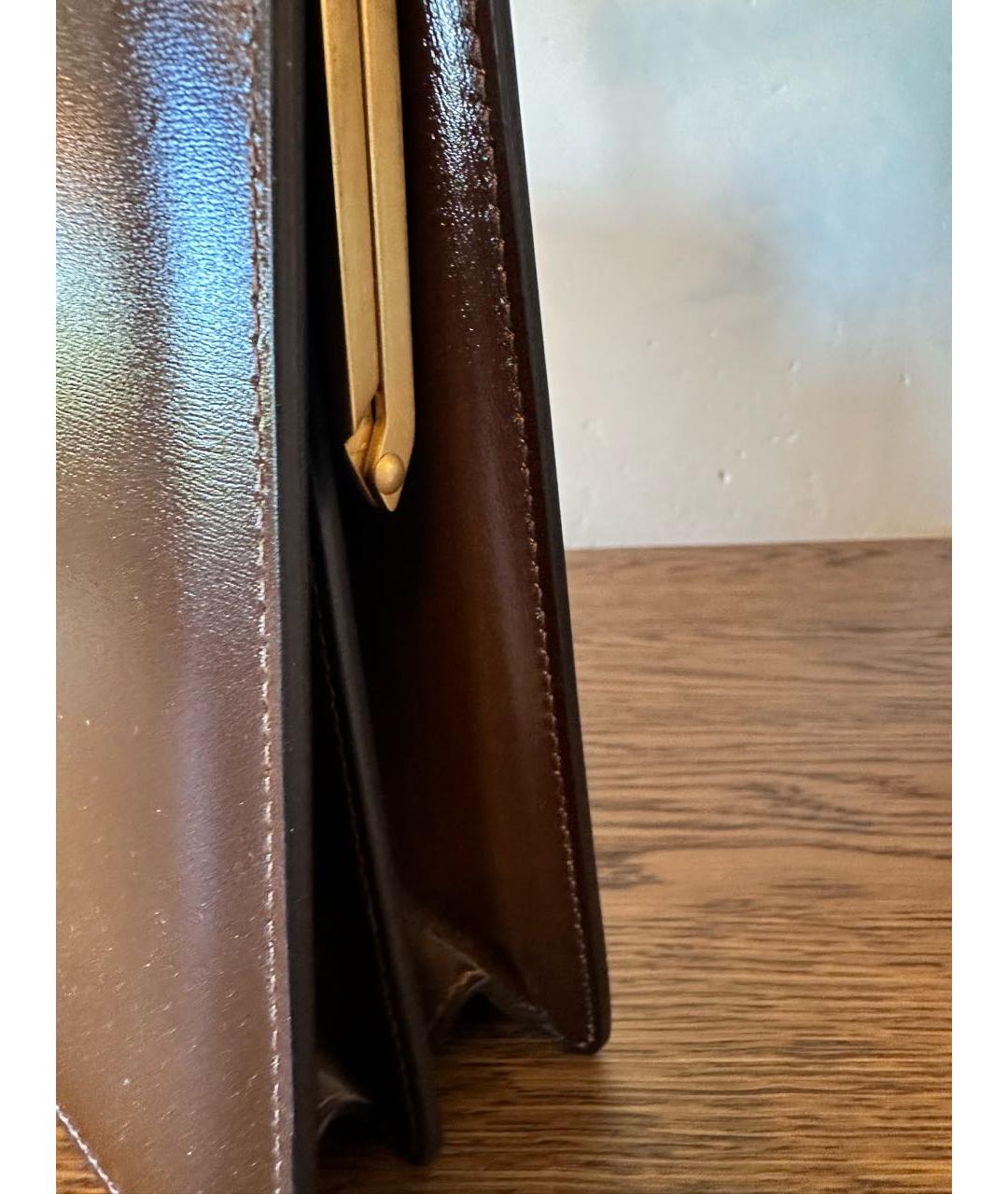 CELINE PRE-OWNED Коричневая кожаная сумка с короткими ручками, фото 5