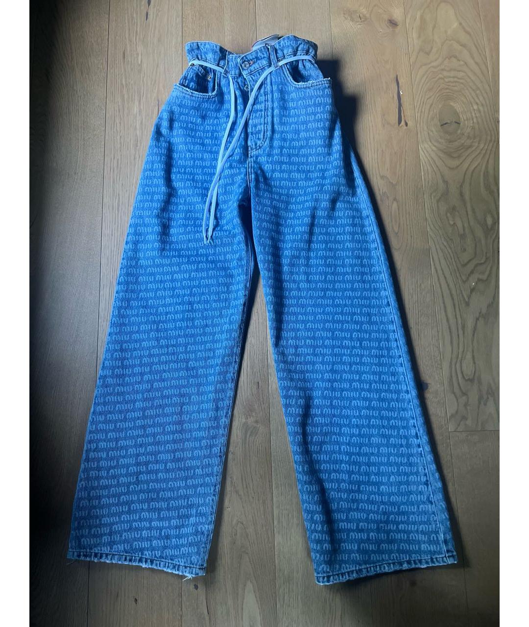 MIU MIU Голубые хлопковые прямые джинсы, фото 6