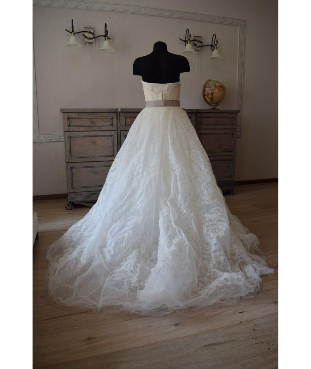 VERA WANG Бежевое шелковое свадебное платье, фото 3