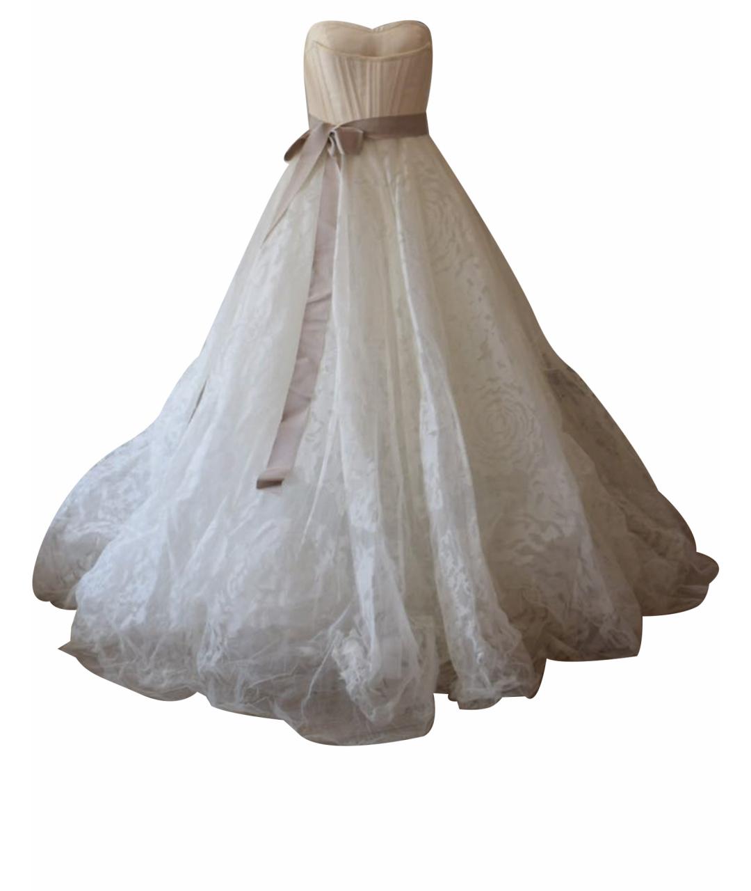 VERA WANG Бежевое шелковое свадебное платье, фото 1