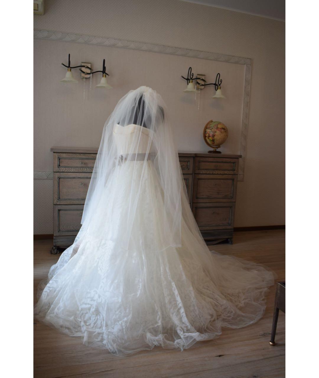 VERA WANG Бежевое шелковое свадебное платье, фото 2