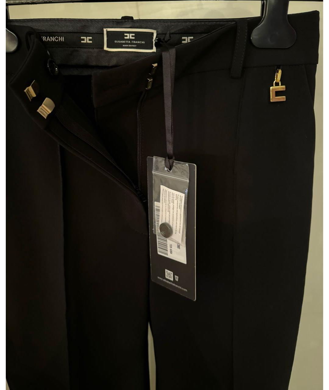 ELISABETTA FRANCHI Черные полиамидовые прямые брюки, фото 3