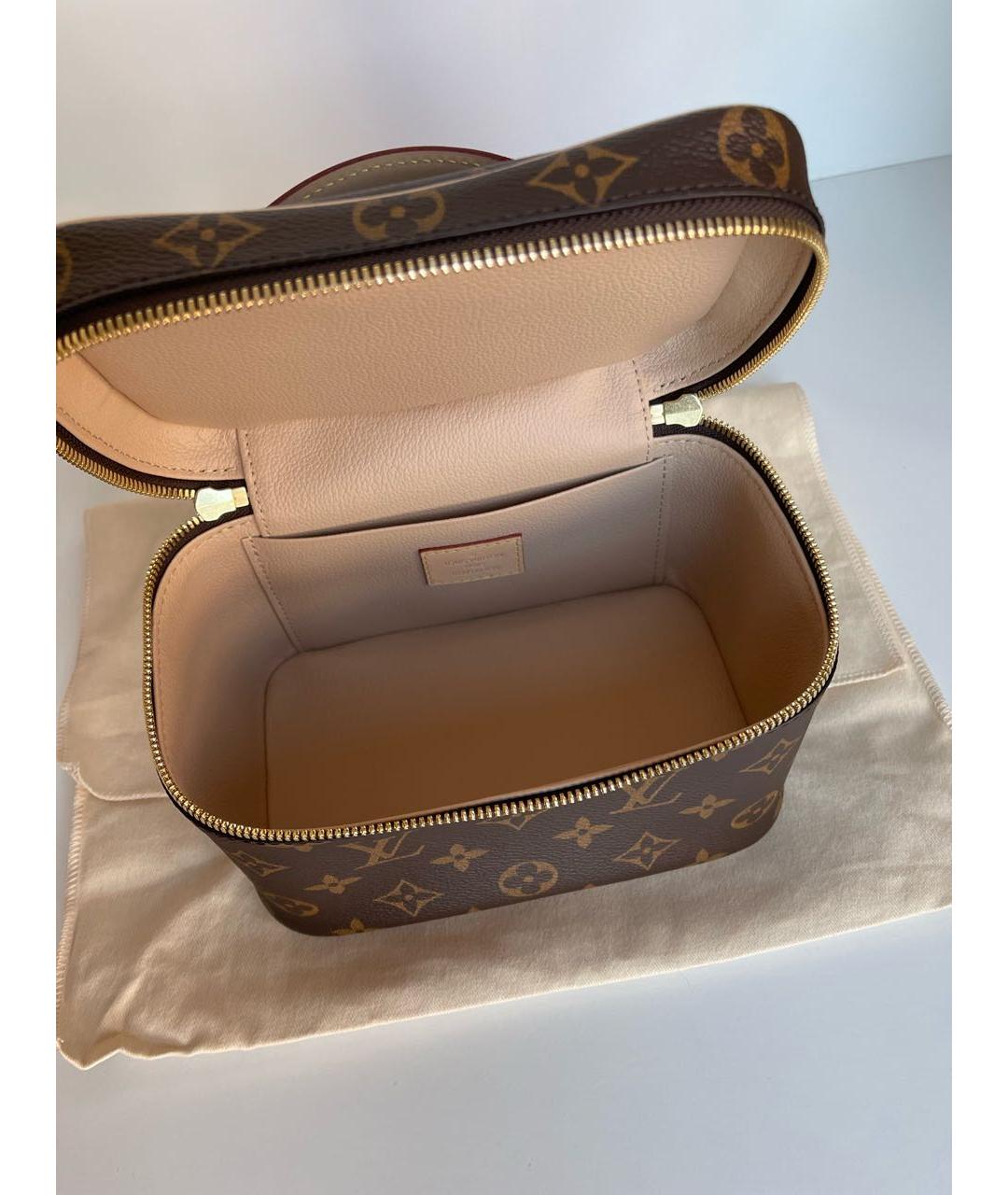 LOUIS VUITTON PRE-OWNED Коричневая кожаная косметичка, фото 4