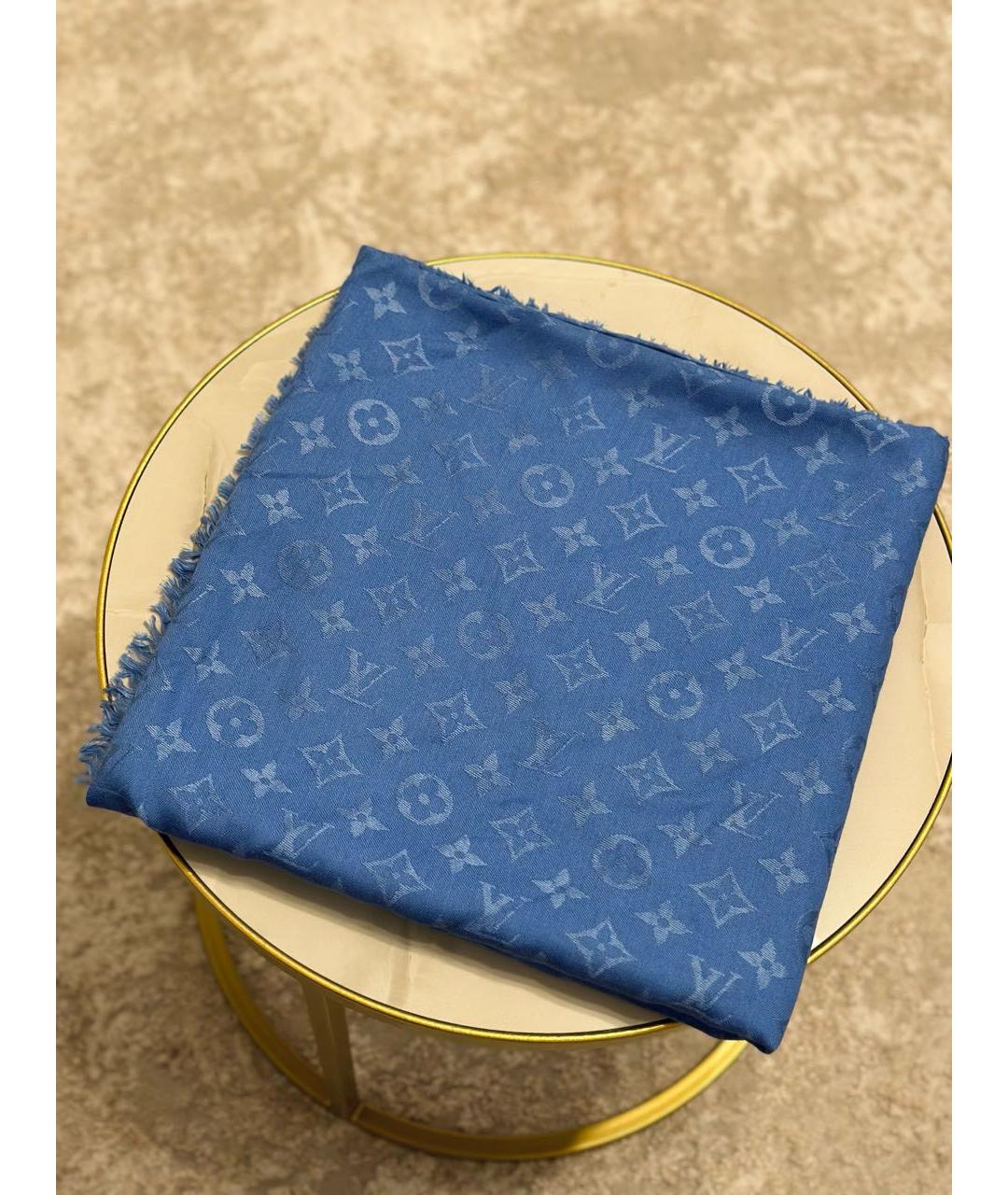 LOUIS VUITTON PRE-OWNED Голубой шерстяной платок, фото 6