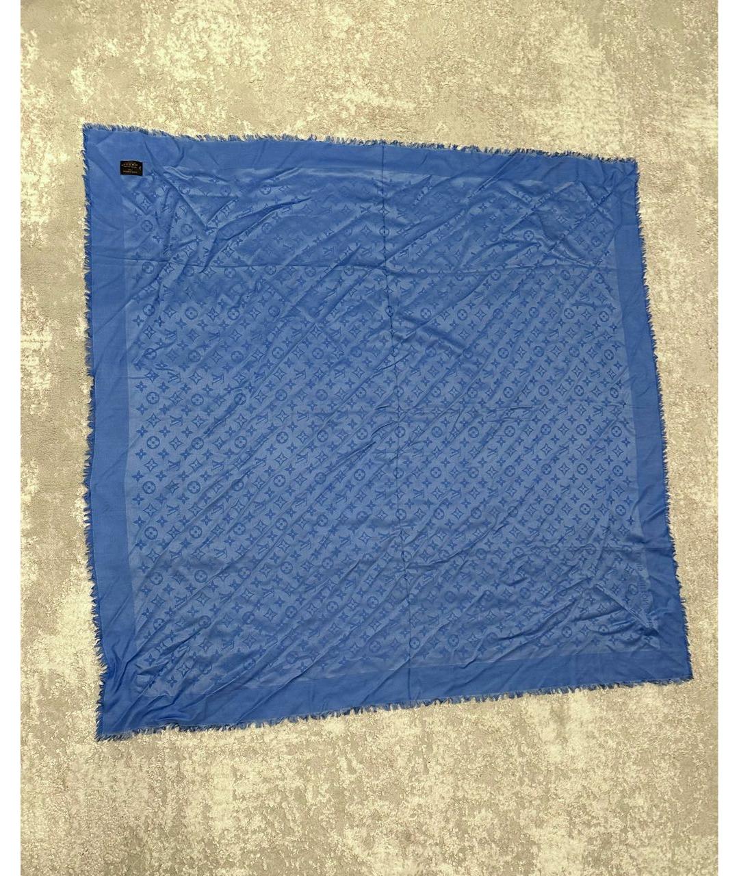 LOUIS VUITTON PRE-OWNED Голубой шерстяной платок, фото 5