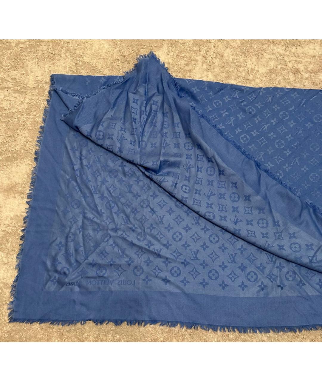 LOUIS VUITTON PRE-OWNED Голубой шерстяной платок, фото 8