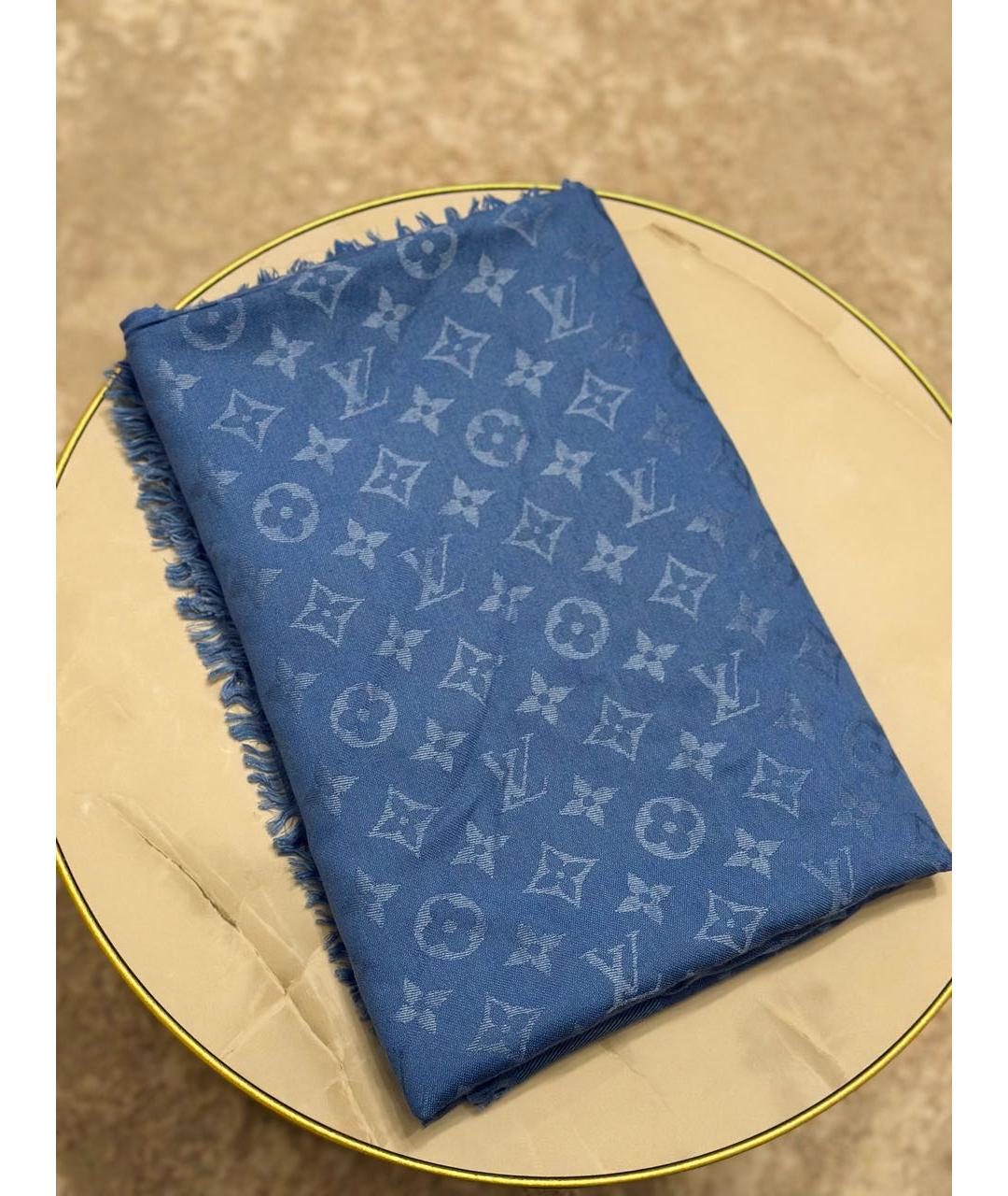 LOUIS VUITTON PRE-OWNED Голубой шерстяной платок, фото 4